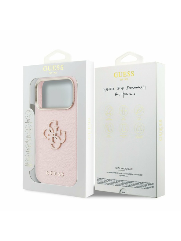 Guess Guess PU Resin Logo Задний Чехол за iPhone 17 Pro Pink
