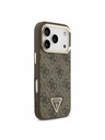 Guess Guess PU Leather 4G Strass Triangle Logo Gold Frame MagSafe Задний Чехол за iPhone 17 Pro Brown