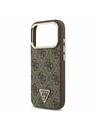 Guess Guess PU Leather 4G Strass Triangle Logo Gold Frame MagSafe Задний Чехол за iPhone 17 Pro Brown