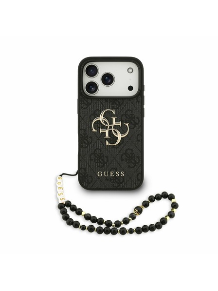 Guess Guess PU 4G Metal Logo Strap Задний Чехол за iPhone 17 Pro Black