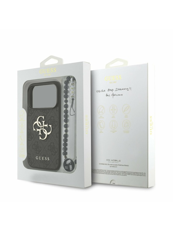 Guess Guess PU 4G Metal Logo Strap Задний Чехол за iPhone 17 Pro Black