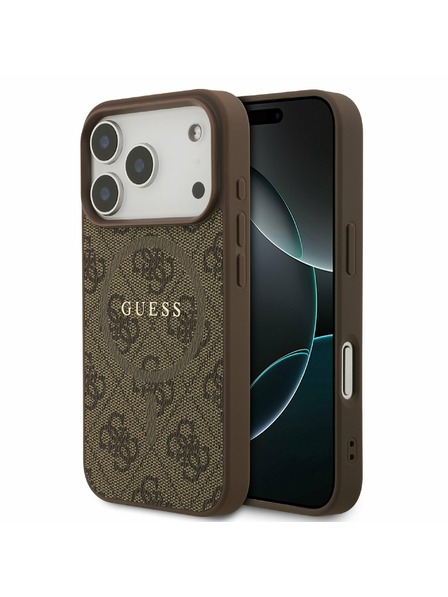 Guess Guess PU Leather 4G Colored Ring MagSafe Задний Чехол за iPhone 17 Pro Brown