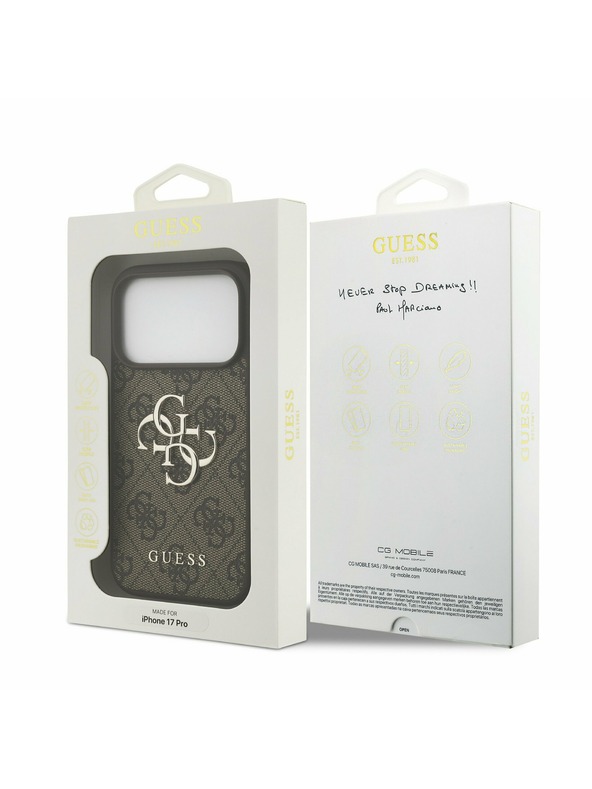 Guess Guess PU 4G Metal Logo Задний Чехол за iPhone 17 Pro Brown