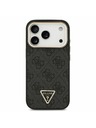 Guess Guess PU Leather 4G Strass Triangle Logo Gold Frame MagSafe Задний Чехол за iPhone 17 Pro Black