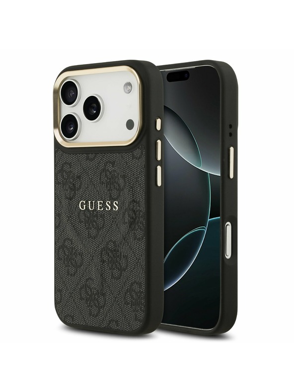 Guess Guess PU Leather 4G Gold Frame MagSafe Задний Чехол за iPhone 17 Pro Black