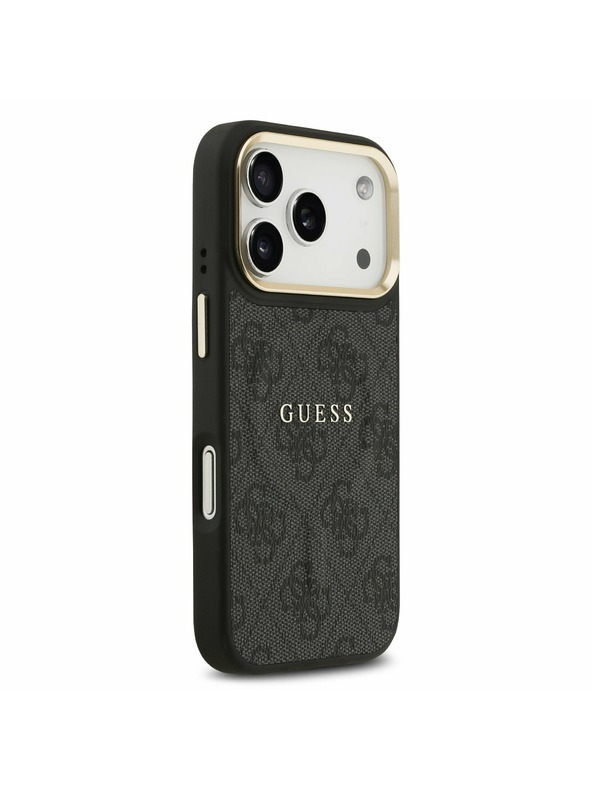 Guess Guess PU Leather 4G Gold Frame MagSafe Задний Чехол за iPhone 17 Pro Black
