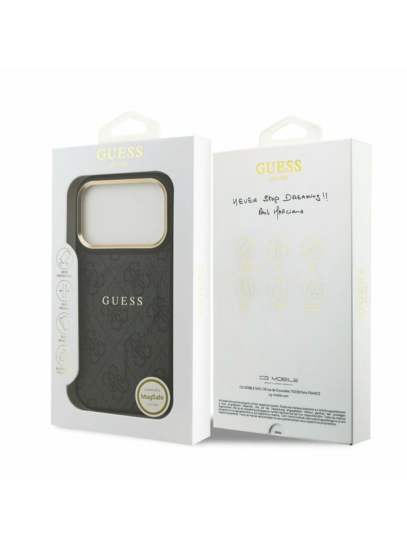 Guess Guess PU Leather 4G Gold Frame MagSafe Задний Чехол за iPhone 17 Pro Black