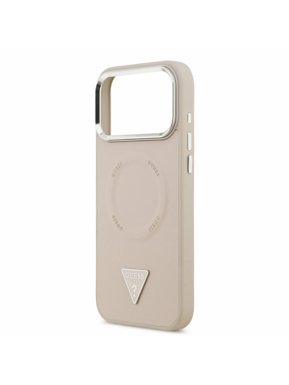 Guess Guess PU Leather Triangle Logo MagSafe Задний Чехол за iPhone 17 Pro Pink