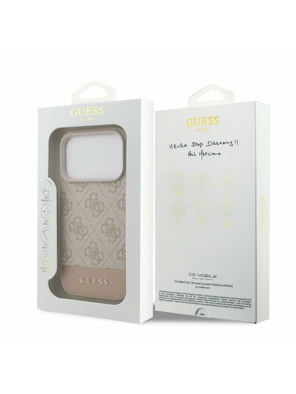 Guess Guess PU 4G Stripe Задний Чехол за iPhone 17 Pro Pink