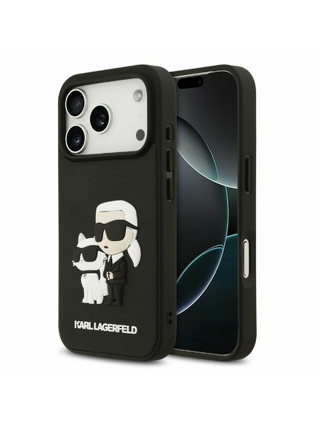 Karl Lagerfeld Karl Lagerfeld 3D Rubber Karl and Choupette Задний Чехол за iPhone 17 Pro Black
