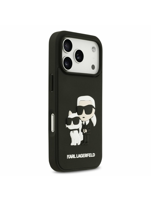 Karl Lagerfeld Karl Lagerfeld 3D Rubber Karl and Choupette Задний Чехол за iPhone 17 Pro Black