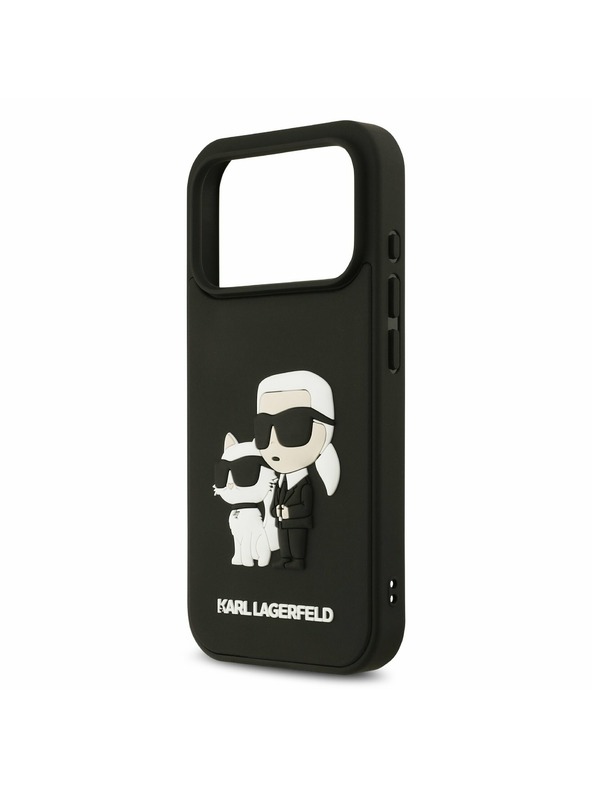 Karl Lagerfeld Karl Lagerfeld 3D Rubber Karl and Choupette Задний Чехол за iPhone 17 Pro Black