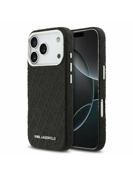 Karl Lagerfeld Karl Lagerfeld Grained PU Repeated Logo MagSafe Задний Чехол за iPhone 17 Pro Black