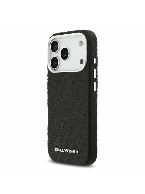 Karl Lagerfeld Karl Lagerfeld Grained PU Repeated Logo MagSafe Задний Чехол за iPhone 17 Pro Black