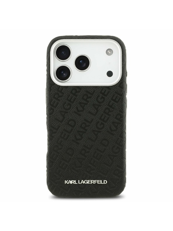 Karl Lagerfeld Karl Lagerfeld Grained PU Repeated Logo MagSafe Задний Чехол за iPhone 17 Pro Black