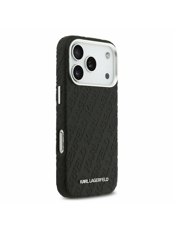 Karl Lagerfeld Karl Lagerfeld Grained PU Repeated Logo MagSafe Задний Чехол за iPhone 17 Pro Black