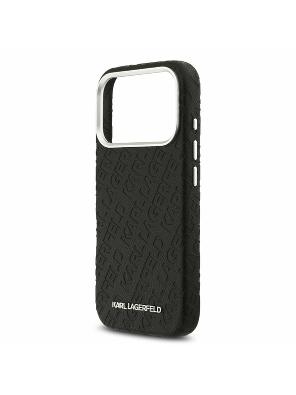 Karl Lagerfeld Karl Lagerfeld Grained PU Repeated Logo MagSafe Задний Чехол за iPhone 17 Pro Black