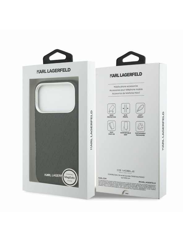 Karl Lagerfeld Karl Lagerfeld Grained PU Repeated Logo MagSafe Задний Чехол за iPhone 17 Pro Black
