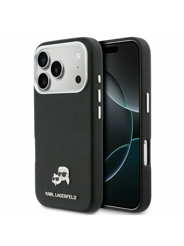 Karl Lagerfeld Karl Lagerfeld PU Karl and Choupette Heads Pins MagSafe Задний Чехол за iPhone 17 Pro Black