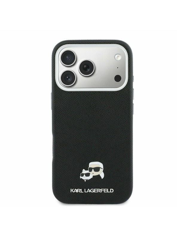Karl Lagerfeld Karl Lagerfeld PU Karl and Choupette Heads Pins MagSafe Задний Чехол за iPhone 17 Pro Black