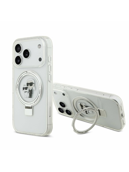 Karl Lagerfeld Karl Lagerfeld Ringstand Karl and Choupette MagSafe Задний Чехол за iPhone 17 Pro White