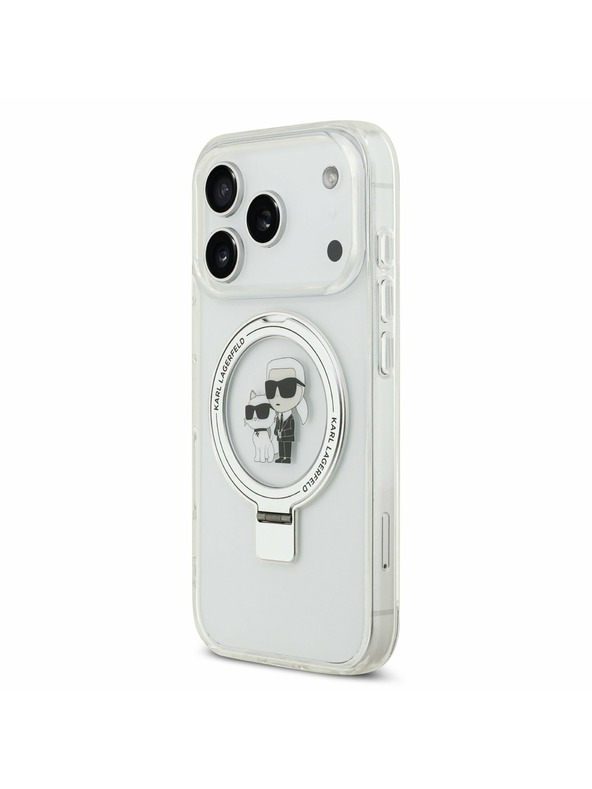 Karl Lagerfeld Karl Lagerfeld Ringstand Karl and Choupette MagSafe Задний Чехол за iPhone 17 Pro White