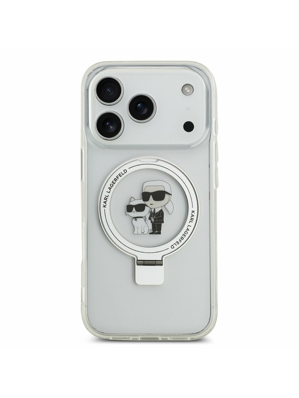Karl Lagerfeld Karl Lagerfeld Ringstand Karl and Choupette MagSafe Задний Чехол за iPhone 17 Pro White
