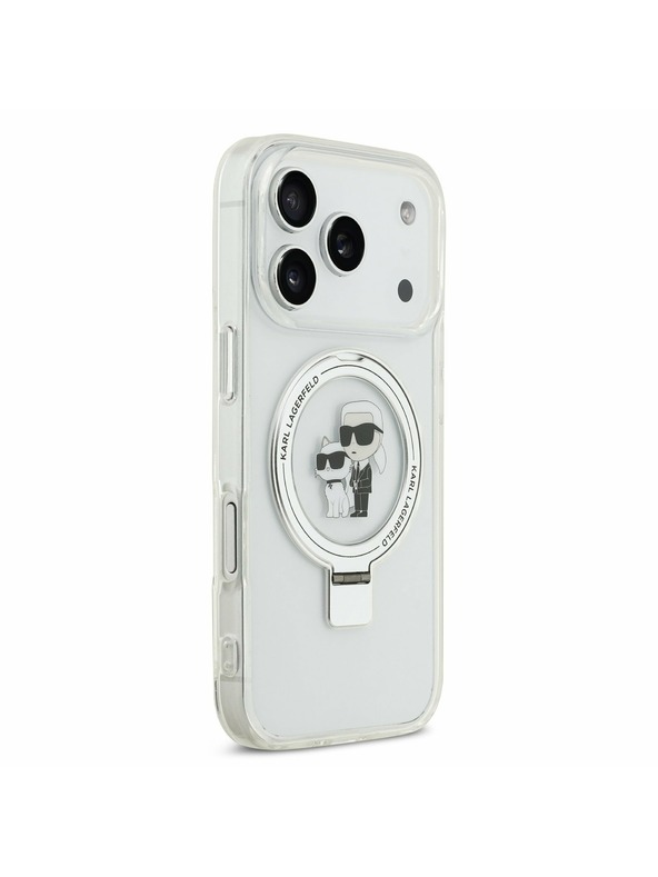 Karl Lagerfeld Karl Lagerfeld Ringstand Karl and Choupette MagSafe Задний Чехол за iPhone 17 Pro White