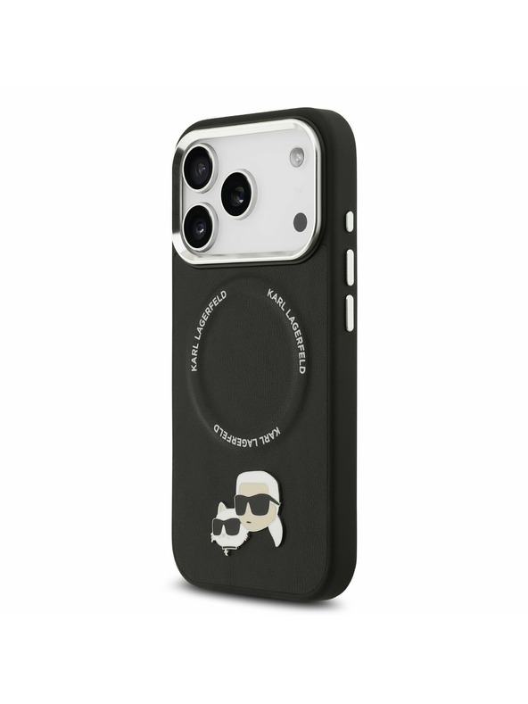 Karl Lagerfeld Karl Lagerfeld PU Karl and Choupette Heads Pins MagSafe Задний Чехол за iPhone 17 Pro Black