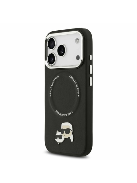 Karl Lagerfeld Karl Lagerfeld PU Karl and Choupette Heads Pins MagSafe Задний Чехол за iPhone 17 Pro Black