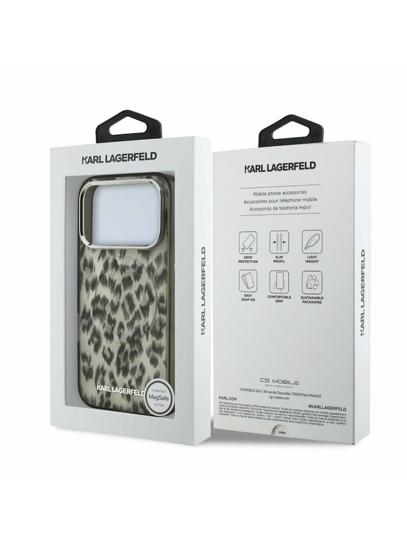 Karl Lagerfeld Karl Lagerfeld IML Leopard MagSafe Задний Чехол за iPhone 17 Pro Brown