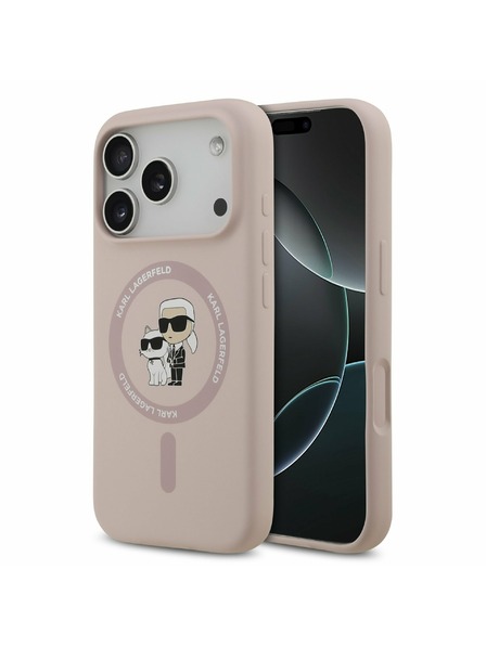 Karl Lagerfeld Karl Lagerfeld Liquid Silicone Karl and Choupette MagSafe Задний Чехол за iPhone 17 Pro Pink
