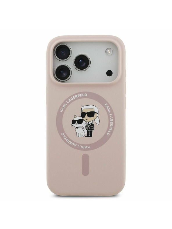 Karl Lagerfeld Karl Lagerfeld Liquid Silicone Karl and Choupette MagSafe Задний Чехол за iPhone 17 Pro Pink