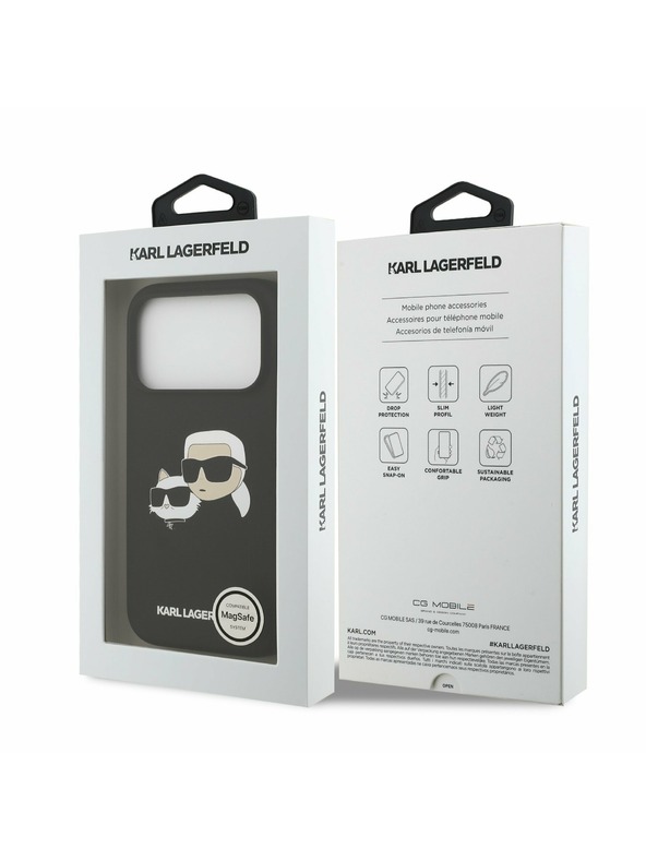 Karl Lagerfeld Karl Lagerfeld Liquid Silicone Double Heads MagSafe Задний Чехол за iPhone 17 Pro Black