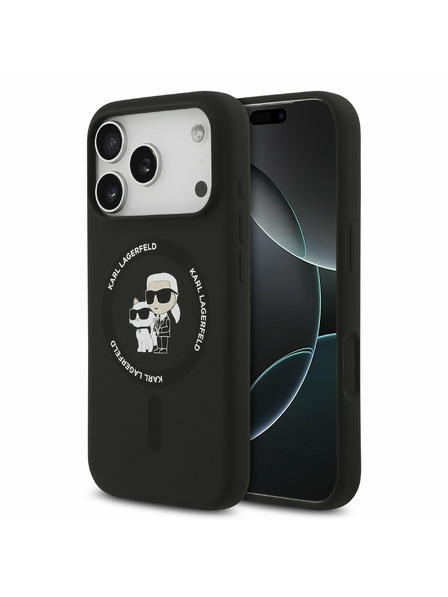 Karl Lagerfeld Karl Lagerfeld Liquid Silicone Karl and Choupette MagSafe Задний Чехол за iPhone 17 Pro Black