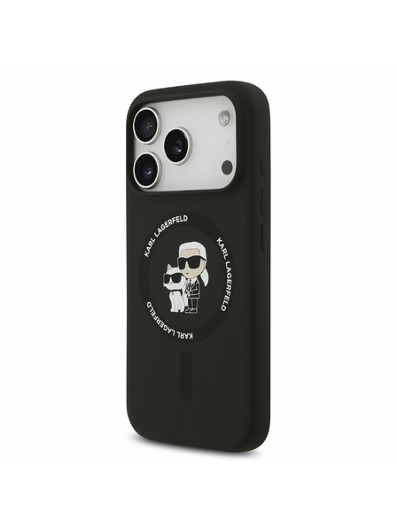 Karl Lagerfeld Karl Lagerfeld Liquid Silicone Karl and Choupette MagSafe Задний Чехол за iPhone 17 Pro Black