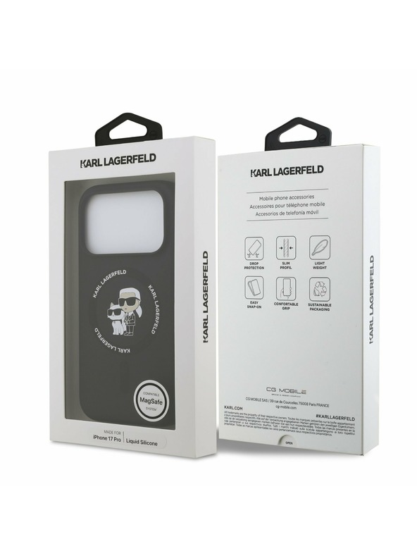Karl Lagerfeld Karl Lagerfeld Liquid Silicone Karl and Choupette MagSafe Задний Чехол за iPhone 17 Pro Black