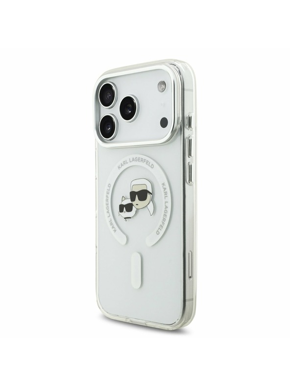 Karl Lagerfeld Karl Lagerfeld IML K&CH Heads Metal Frame MagSafe Заден калъф за iPhone 17 Pro Transparent