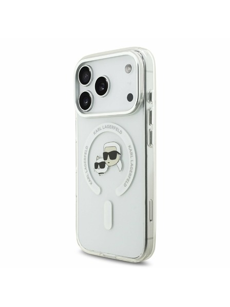 Karl Lagerfeld Karl Lagerfeld IML K&CH Heads Metal Frame MagSafe Заден калъф за iPhone 17 Pro Transparent