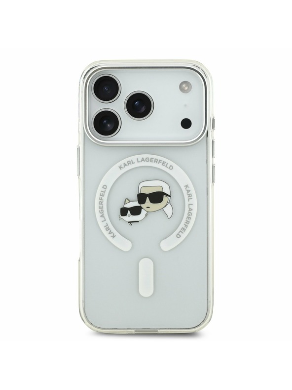 Karl Lagerfeld Karl Lagerfeld IML K&CH Heads Metal Frame MagSafe Заден калъф за iPhone 17 Pro Transparent
