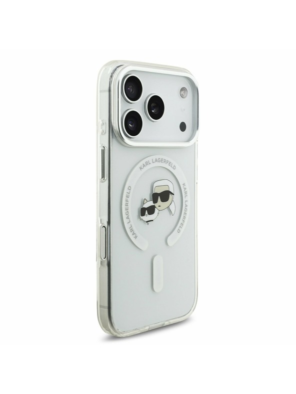 Karl Lagerfeld Karl Lagerfeld IML K&CH Heads Metal Frame MagSafe Заден калъф за iPhone 17 Pro Transparent