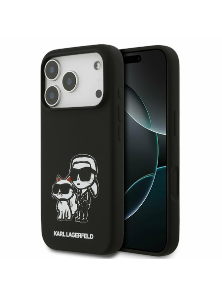 Karl Lagerfeld Karl Lagerfeld Liquid Silicone K&CH Sketch MagSafe Заден калъф за iPhone 17 Pro Black