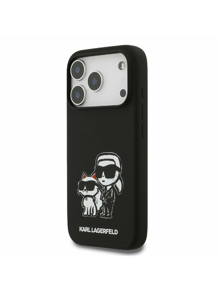 Karl Lagerfeld Karl Lagerfeld Liquid Silicone K&CH Sketch MagSafe Заден калъф за iPhone 17 Pro Black