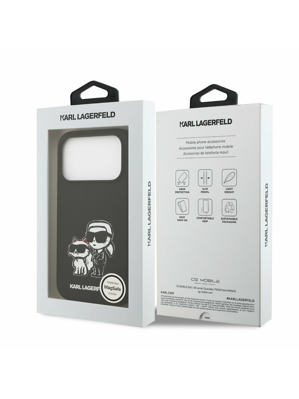 Karl Lagerfeld Karl Lagerfeld Liquid Silicone K&CH Sketch MagSafe Заден калъф за iPhone 17 Pro Black