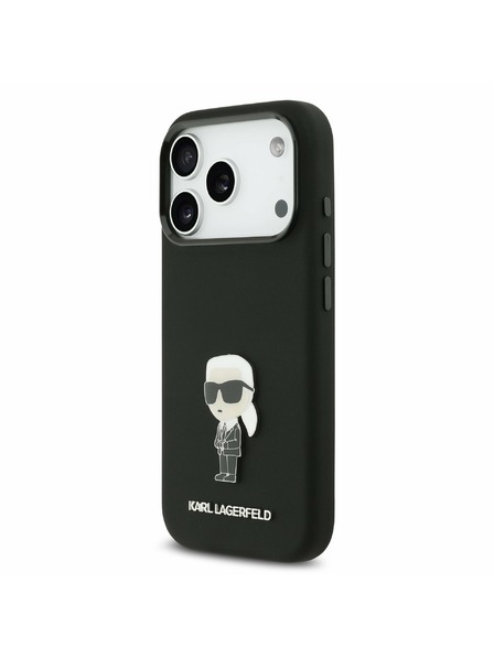 Karl Lagerfeld Karl Lagerfeld Liquid Silicone Metal Ikonik Заден калъф за iPhone 17 Pro Black
