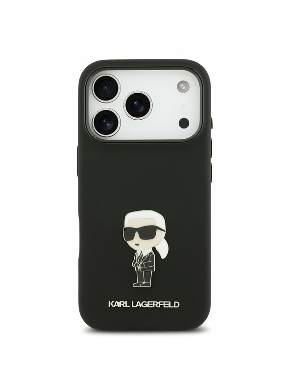 Karl Lagerfeld Karl Lagerfeld Liquid Silicone Metal Ikonik Заден калъф за iPhone 17 Pro Black