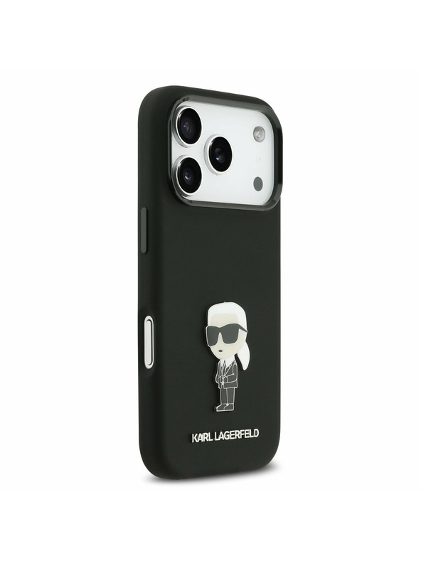 Karl Lagerfeld Karl Lagerfeld Liquid Silicone Metal Ikonik Заден калъф за iPhone 17 Pro Black