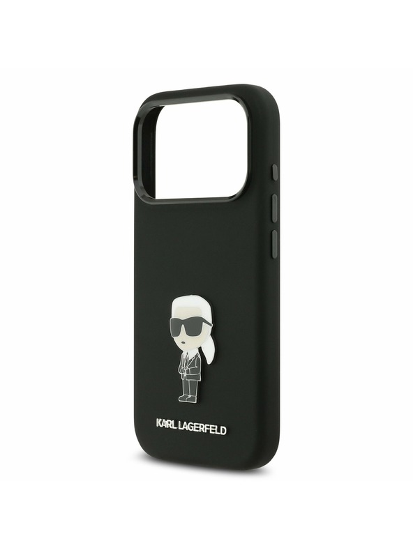 Karl Lagerfeld Karl Lagerfeld Liquid Silicone Metal Ikonik Заден калъф за iPhone 17 Pro Black