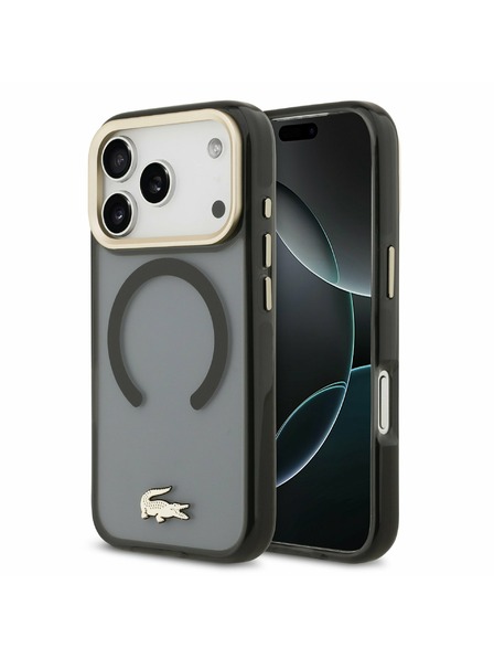 Lacoste Lacoste PC/TPU Frosted Finish Gold Logo MagSafe Заден калъф за iPhone 17 Pro Black