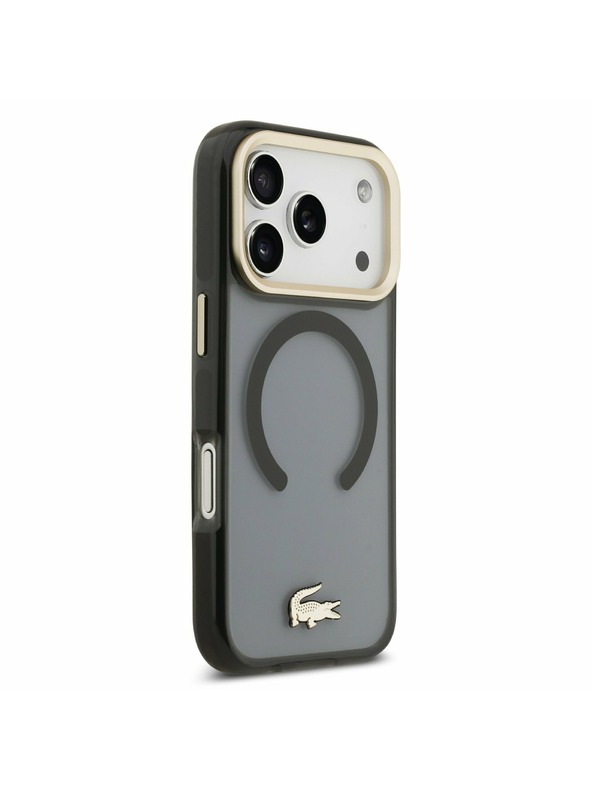 Lacoste Lacoste PC/TPU Frosted Finish Gold Logo MagSafe Заден калъф за iPhone 17 Pro Black